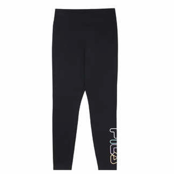 Fila High Rise Tights Black Workout Leggings Lounge Pants Black NEW - Picture 5 of 7